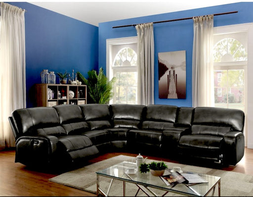 Black Power Reclining Sectional with USB Ports